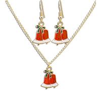 Collier femme boucle d'oreille en or cloche de Noël pendentif fille collier chaîne boucles d'oreilles bouton fête mariage bijoux ensemble cadeau d'amour bien traité.