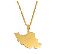 Collier Femme - Carte De La Région De L'Iran Pendentif Collier Pour Femmes Filles, Collier De Breloques Ethniques Iraniens, Cadeau De Bijoux, Accessoires De Tous Les Jours Personnalisés Uniques Hip