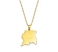 Collier Femme - Carte Du Suriname Avec Pendentif De La Ville, Colliers Bijoux Sranan Sarnam, Chaîne Réglable, Région Ethnique Mode Hiphop Unique Personnalisé Accessoires De Fête De Tous Les Jour