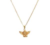 Collier - Femme - Chaîne et Pendentif - Ange - Découpé - Ailé - Plaqué Or Jaune 585/1000 - 14 Carats - 45 cm