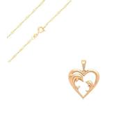 Collier - Femme - Chaîne et Pendentif - Coeur - Dauphin - Plaqué Or Jaune 750/1000 - 3 Microns - 45 cm