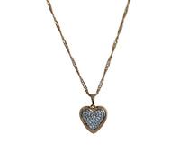 Collier - Femme - Chaîne et Pendentif - Coeur - Pavage - Blanc - Plaqué Or Jaune 750/1000 - 3 Microns - 45 cm