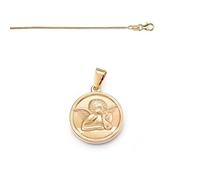 Collier - Femme - Chaîne et Pendentif - Médaille - Ange - Gabriel - 45 cm - 3,5 cm - Plaqué Or Jaune 750/1000