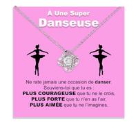 Collier Femme Danseuse Idée cadeau pour elle Finition en Argent ou Or, Idées Cadeaux Pendentif en Cœur pour danseuses femme spectacle de danse - Coffret avec DÉDICACE inclus (Collier Danseuse 1)