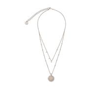 Collier femme double rang avec pendentif en acier inoxydable bijoux de mode 40cm, Taille:One Size, Couleurs:argent