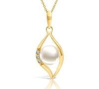 Collier Femme en Or 375/1000 Perle de Culture serti 3 Diamants blancs