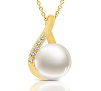 Collier Femme en Or 375/1000 Perle de Culture serti 5 Diamants blancs