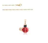 Collier - Femme/Enfant - Chaîne et Pendentif - Coccinelle - Rouge - Plaqué Or Jaune 750/1000 - 3 Microns - 45 cm