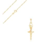 Collier - Femme/Enfant - Chaîne et Pendentif - Danseuse - Ballet - Plaqué Or Jaune 750/1000 - 3 Microns - 45 cm