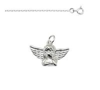 Collier - Femme/Enfant - Pendentif - Ange - Relief - Découpé - Argent 925/1000 - Fin Rhodié - 45 cm