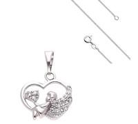 Collier - Femme/Enfant - Pendentif - Coeur - Ange - Argent 925/1000 - 45 cm