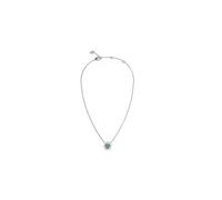 Collier Femme Guess M'ama Non M'ama Jubn03251jwrhgt-U En Acier Argenté - Pendentif Médaille Avec C?Ur Vert Émeraude