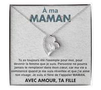 Collier Femme Maman Idée Cadeau pour Elle Finition Argent Or Bijou Mère Idées Cadeaux Fête des Mères Pendentif - Coffret avec DÉDICACE incluse (À ma mère 1)