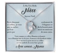 Collier Femme Nièce Cadeau de la Part d'une Grand-Mère d'un Grand-Père d'une Tante ou d'un Oncle Finition Argent ou Or Anniversaire ou Noël - Coffret avec DÉDICACE incluse (Joyeux Noël à ma nièce)
