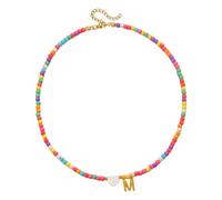 Collier Femme Pas Cher Collier de Perles Colorées Pendentif Lettre Bijoux de Plage pour Femmes Filles Cadeau pour la Fête des Mères Maman Saint-Valentin,F2404132