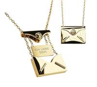 Collier Femme Plaqué Or 18K Pendentif Enveloppe avec Message Secret "Je t'aime" Zircon Naturel Chaîne Réglable 45+5cm - Cadeau Saint Valentin / Anniversaire - Coffret Cadeau - TILOVE