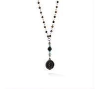 Collier Femme Radiant Rh000124 En Acier Et Perles Marrons - Pendentif Médaille Soleil