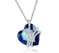 Collier - Femme - Venise Amour - Coeur - Cristal - Autrichien Bleu - Plaqué Or Blanc 750/1000 - 46 cm