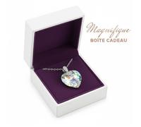 Collier femmes Cœur en Cristal Autrichien Baigné dans l'OR Blanc par 2SPLENDID : Boîte cadeau pour un parfait Cadeau Noël, Nouvel