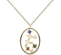 Collier Femmes Serling Silver Pendant Douze Constellations colorées Zircon Clicule Chaîne d'or Star Signe Charme