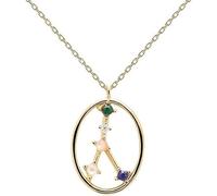 Collier Femmes Serling Silver Pendant Douze Constellations colorées Zircon Clicule Chaîne d'or Star Signe Charme