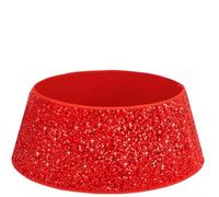 Collier festif en velours pour sapin de Noël avec motif à paillettes, pliable et infroissable, s'adapte à la plupart des supports de sapin, pour décoration de vacances saisonnières (rouge)