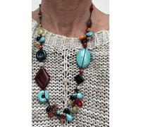 Collier fil de soie & pierres