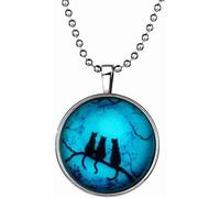 Collier fin compatible avec les filles, rétro Lady Three Cats Glow in The Dark Collier avec pendentif co