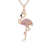 Collier flamant rose en argent sterling 925 plaqué or rose avec cristal rose pour femmes et filles, cadeau de Noël, argent sterling, oxyde de zirconium, Argent, Zircone cubique