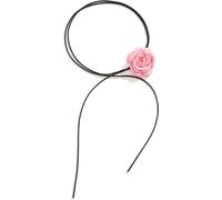 Collier Flamenco Mystique collier ras du cou décoratif fleur rose sur cordon élégant poudre N760R