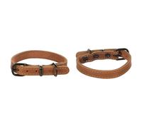 Flamingo Collier Montana Cuir Cognac L 43,5-53,5cm x 25mm - avec Rivets et Boucle a Une Finition Brillante Noire