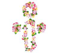 Collier Fleurs Hawaien,4 Hawaienne Fête Tropical Luau Hula Décoration Kit,Guirlande Hawaii Leis Bracelet de Flower pour Pool Plage Mariage Anniversaire Deguisement,Rose