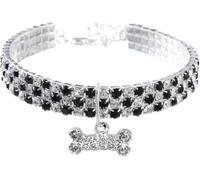 Collier for Chien Confortable, réglable avec Pendentif à Paillettes de Diamant, Collier for Animaux de Compagnie for Chiens et Chats de Petite, Moyenne et Grande Taille, 1 pièce(Black,L)