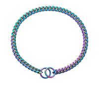 Collier for Chien en chaîne cubaine de 10 mm d'épaisseur, en Or 18 carats Noir, avec Acier Inoxydable 316L, ne Pince Pas Les Poils du Chien.(1,26inch (66cm))