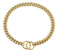 Collier for Chien en chaîne cubaine de 10 mm d'épaisseur, en Or 18 carats Noir, avec Acier Inoxydable 316L, ne Pince Pas Les Poils du Chien.(3,28inch (71cm))