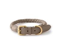 Collier for Chien en Cuir PU tissé à la Main, Solide et Durable, adapté aux Chiens de Petite et Moyenne Taille. Collier Chien Large(Gray-Collar,M-Neck 31-36cm)