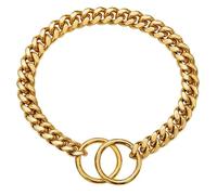 Collier for Chien, Maille cubaine Noire et dorée de 10 mm, chaîne coulissante en Acier Inoxydable, Robuste et Anti-Morsure. bravecto Chien(1,22inch (56cm))