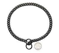 Collier for Chien, Maille cubaine Noire et dorée de 10 mm, chaîne coulissante en Acier Inoxydable, Robuste et Anti-Morsure. bravecto Chien(2,18inch (46cm))