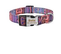 Collier for Chien réglable en Nylon à Carreaux, étiquette d'identification personnalisée avec nom gravé Gratuitement, Collier for Chien personnalisé, Petit et Grand Format(2,M)