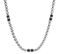 Collier - FOSSIL - Acier Blanc et Marbre Noir