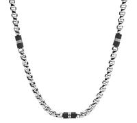 Collier FOSSIL en Acier Blanc et Marbre Noir