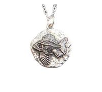 Collier fossile de baudroie en argent sterling 925. Petit pendentif squelette de poisson ancien. Animal marin. Cadeau idéal pour paléontologue. Avec chaîne de 45 cm. Plaqué argent. L_PN_0602