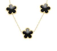 Collier FREDDY FJ-30023 Fleur 45 cm Doré Pierre Noire