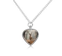 Collier funéraire pour animaux de compagnie - Bijou commémoratif pour chien/chat avec entonnoir, pendentif en forme de cœur et chaîne de 70,1 cm, collier urne rustique en forme de cerf des bois