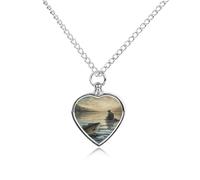 Collier funéraire pour animaux de compagnie - Bijou commémoratif pour chien/chat avec entonnoir, pendentif en forme de cœur et chaîne de 70,1 cm, collier urne de pêche en lac, cadeau souvenir pour