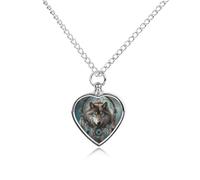Collier funéraire pour animaux de compagnie - Bijou commémoratif pour chien/chat avec entonnoir, pendentif en forme de cœur et chaîne de 70,1 cm, collier urne 3D en forme de loup, cadeau souvenir pour
