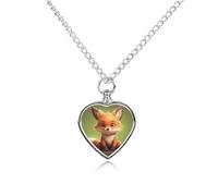 Collier funéraire pour animaux de compagnie - Bijou commémoratif pour chien/chat avec entonnoir, pendentif en forme de cœur et chaîne de 70,1 cm, joli petit renard, cadeau souvenir pour perte
