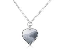 Collier funéraire pour animaux de compagnie - Bijou commémoratif pour chien/chat avec entonnoir, pendentif en forme de cœur et chaîne de 70,1 cm, collier urne de forêt de montagne, cadeau souvenir