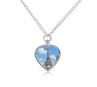 Collier funéraire pour animaux de compagnie - Bijou commémoratif pour chien/chat avec entonnoir, pendentif en forme de cœur et chaîne de 70,1 cm, tour Eiffel à Paris - Cadeau souvenir pour perte