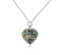 Collier funéraire pour animaux de compagnie - Bijou commémoratif pour chien/chat avec entonnoir, pendentif en forme de cœur et chaîne de 70,1 cm, collier urne en forme de nénuphar